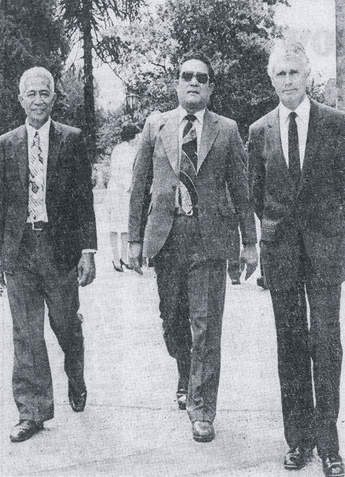 Sir Ieremia Tabai at St Andrew’s College in 1985 with Rector, Dr John Rentoul.