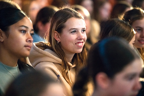 Student at St Andrew's College 2024 Girls' Assembly.