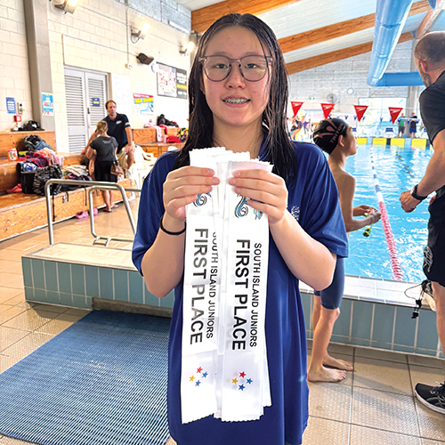 St Andrew's College student Catherine Qian after winning all her individual events at the South Island Junior Swimming Championships.