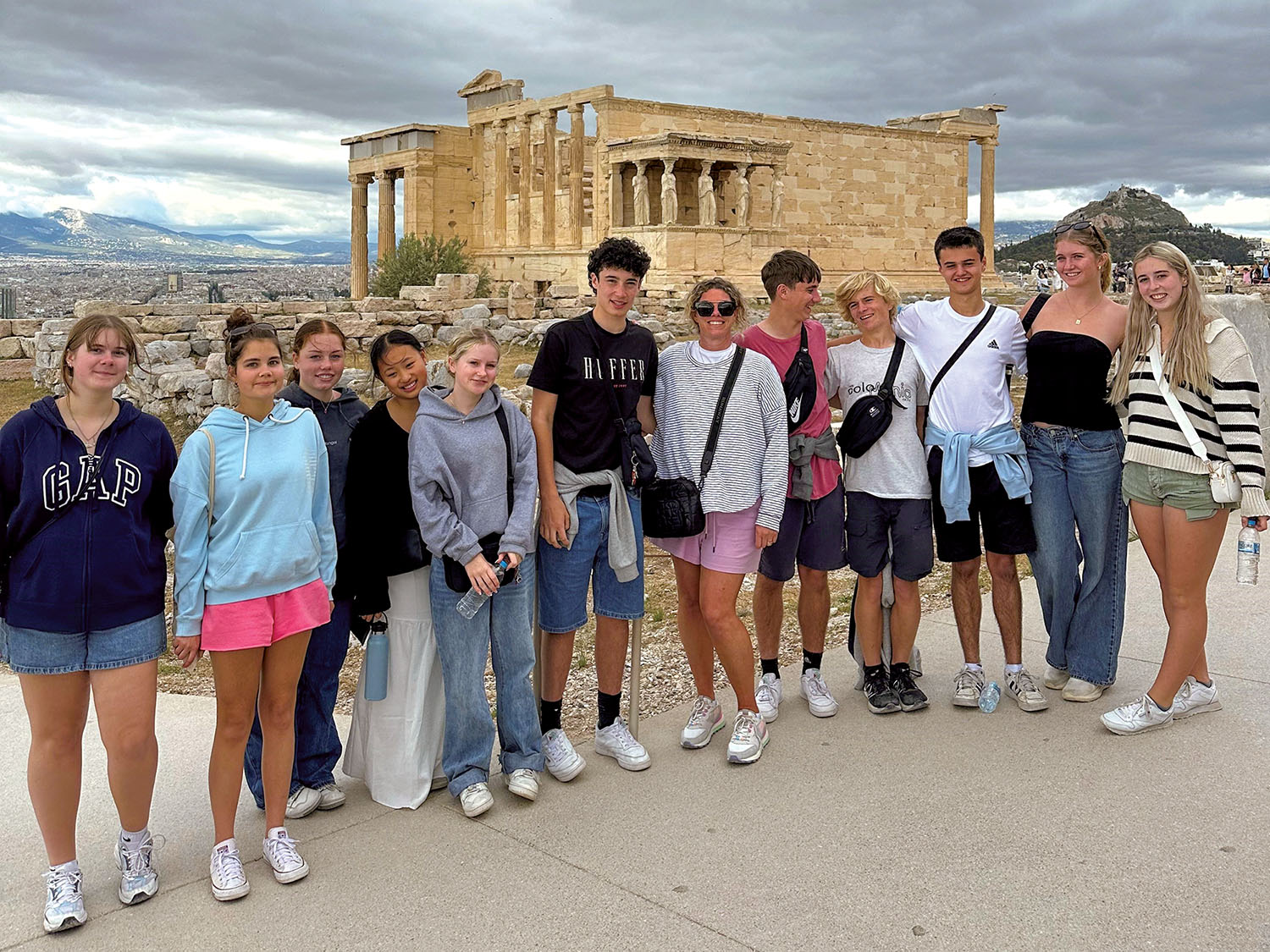 St Andrew's College Year 12 students at the Acropolis, in Greece.