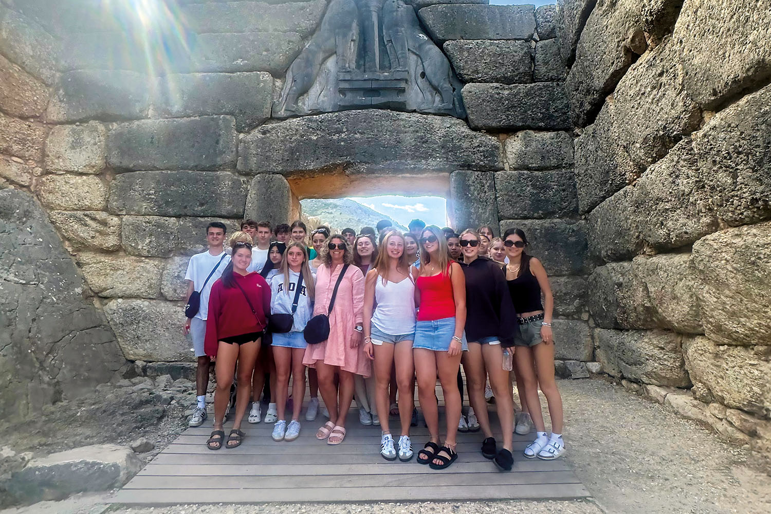 St Andrew's College Year 12 students at Lions Gate, one of the seven open Gates of the Old City of Jerusalem.