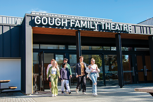 St Andrew's College students exiting the Gough Family Theatre.