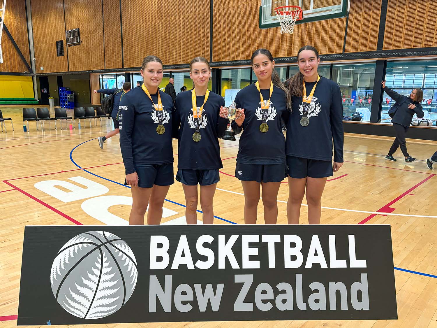 St Andrew's College Senior Girls 3x3 basketball team after winning the Basketball New Zealand Southern Regional 3x3 Championship.