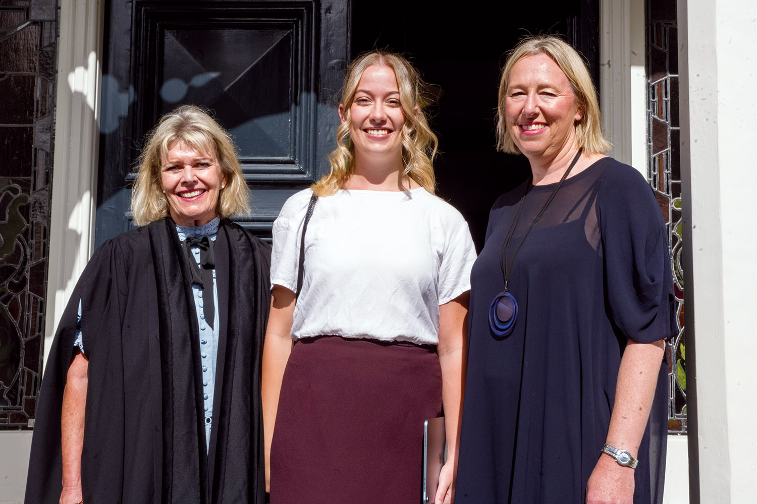 St Andrew's College Rector Christine Leighton, 2019 Head Girl Juliette Newman and Board Chair Felicity Odlin.