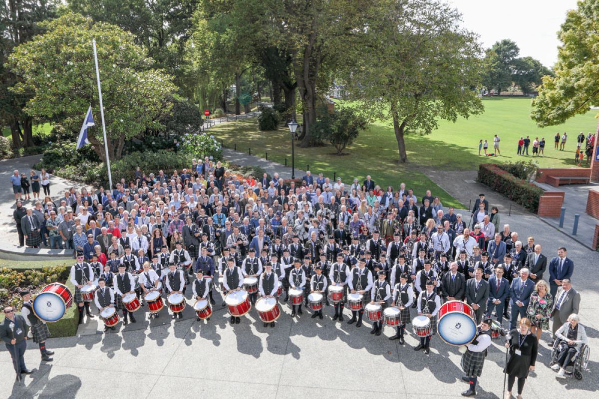 St Andrew's College Pipe Band during centenary celebrations.