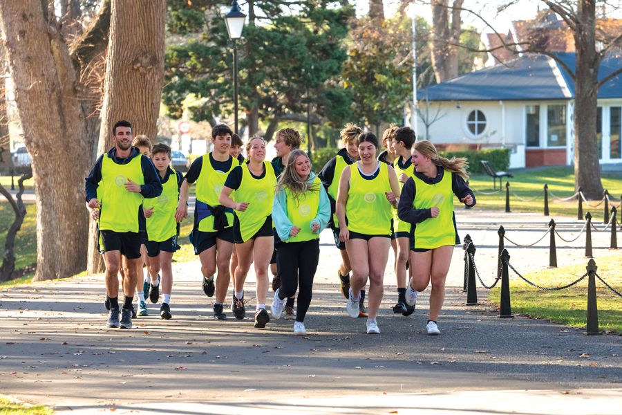 A group of St Andrew's College boarders enjoy regular ‘BK Runs’ with Physical Education and Health teacher, Daniel O’Reilly.