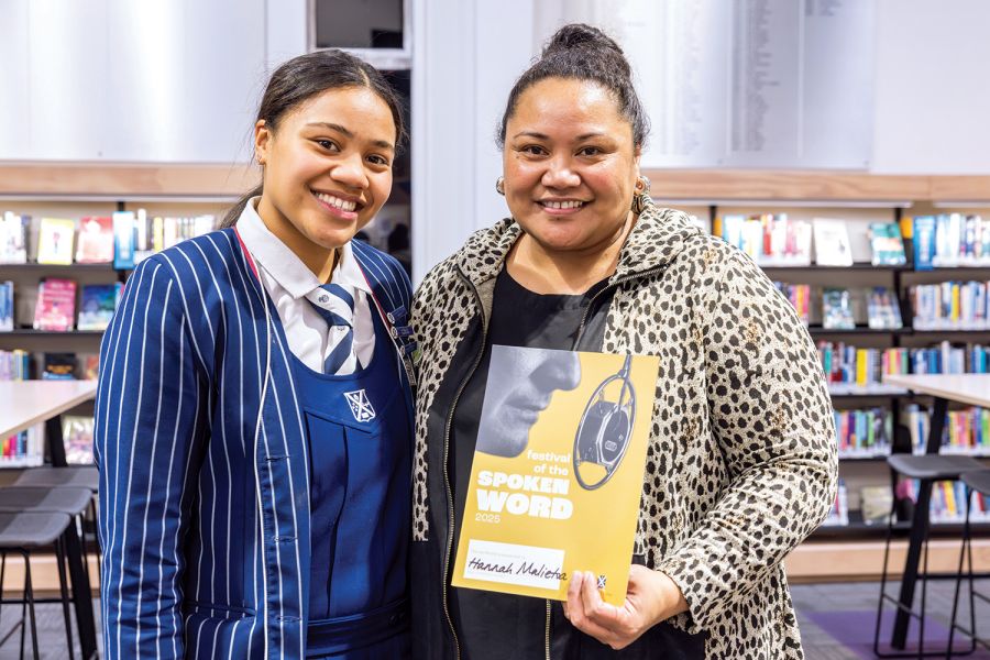 St Andrew's College student Hannah Papali’i Taimalelagi Malietoa, Senior Prepared Speech winner and Overall Best Speaker of the Night at the Festival of the Spoken Word, with her mother Sharon Malietoa.