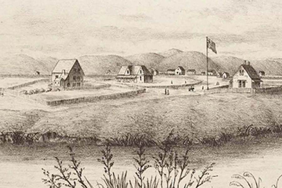 The Strowan site, largely a swamplan, in the early 1850s, pre-European settlement.