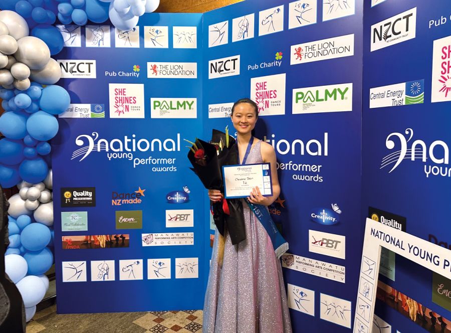 St Andrew's College student Christine Jeon being awarded first prize at the 2023 National Young Performer Awards.