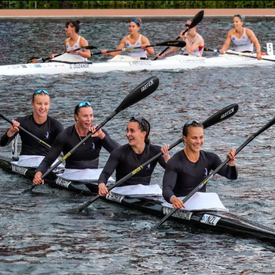 Old Collegian and Olympic champion, Olivia Brett, second from left