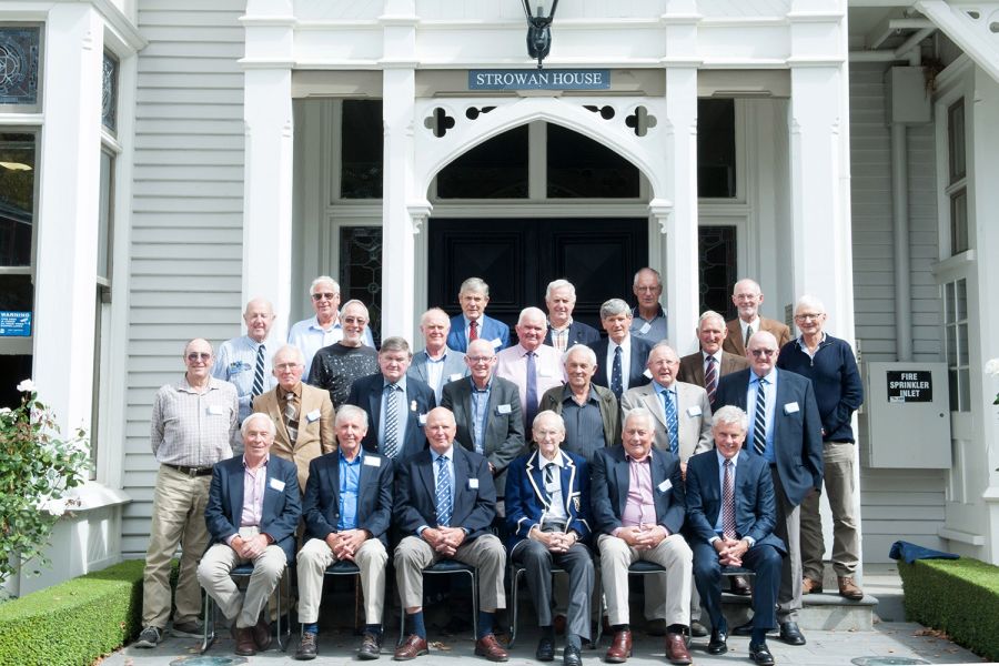 Old Collegians gathered outside Strowan House for 60 Years On