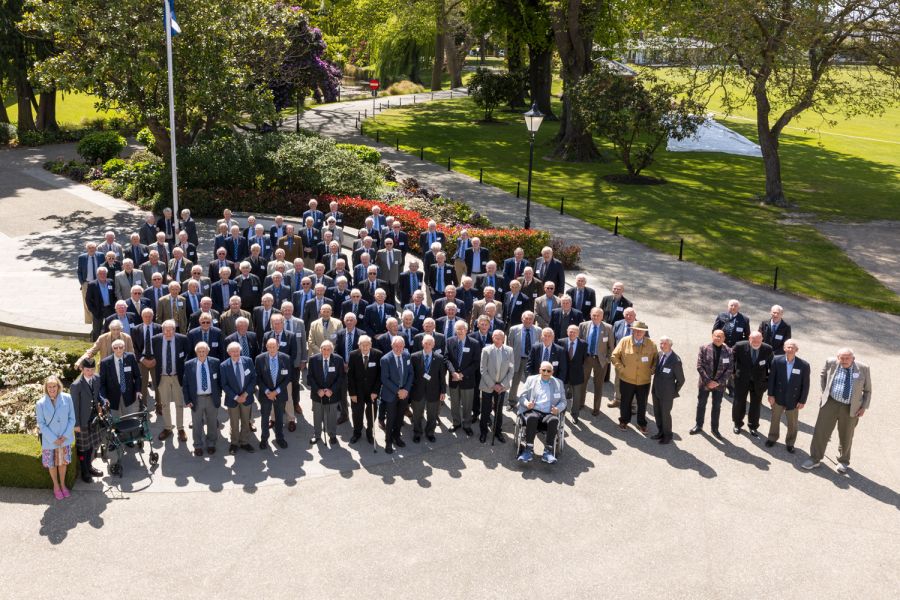 Old Collegian reunion group outside Strowan House