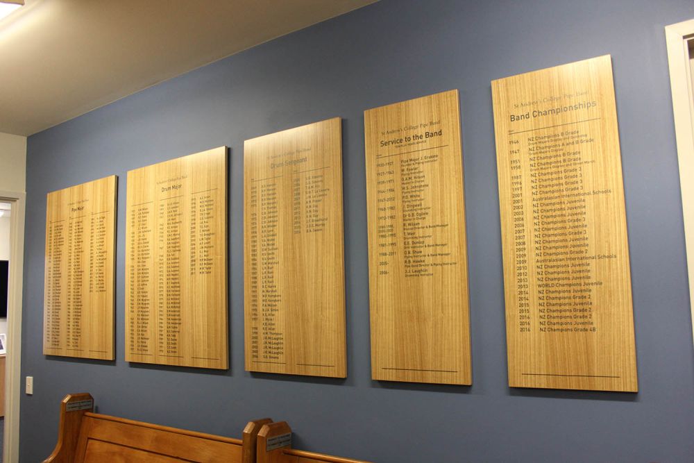 Pipe Band Askin Centre Honours Boards