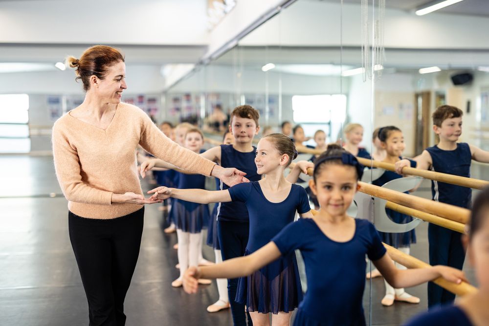 St Andrew's College ballet students and teacher at ballet and dance studio in Ngā Toi