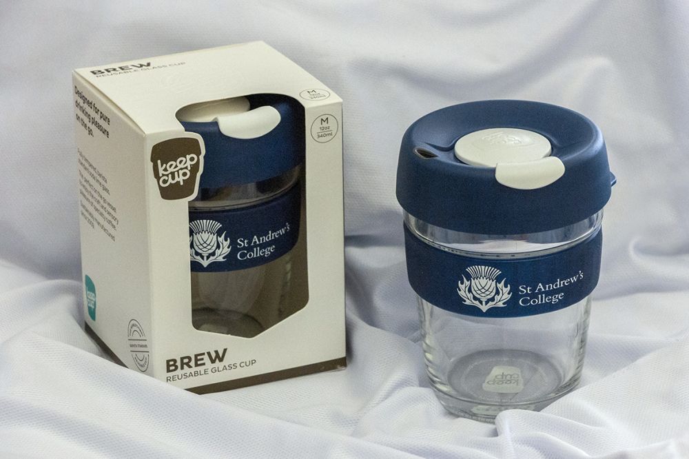 St Andrew's College branded keep cup.