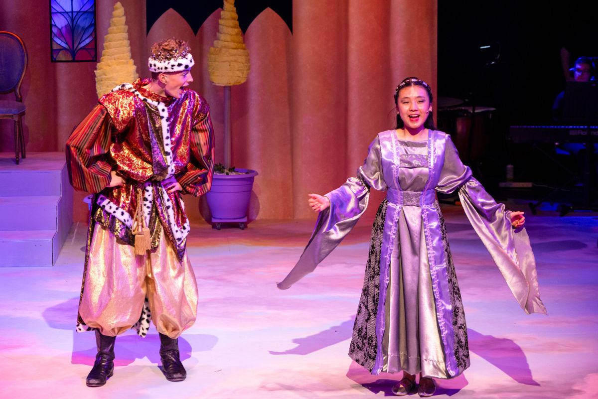 Two St Andrew's College Middle School students performing at Once Upon a Mattress.