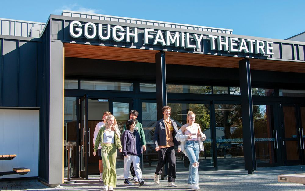 Students outside the Gough Family Theatre