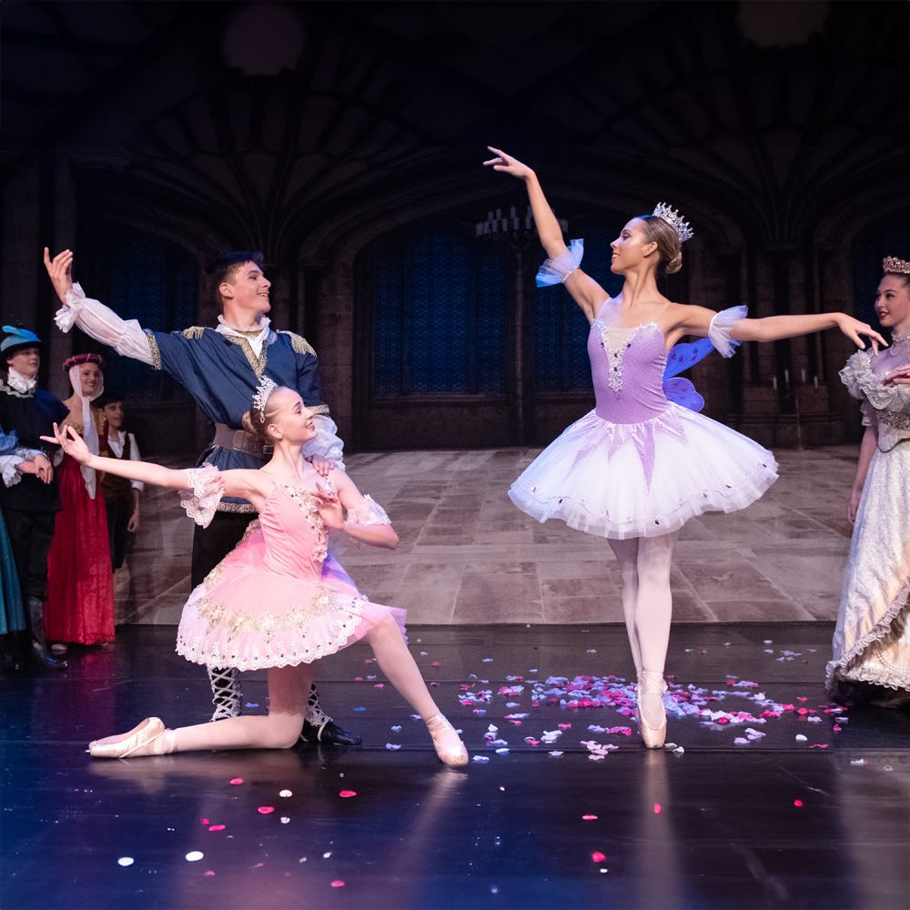 Ballet students performing in The Sleeping Beauty production.