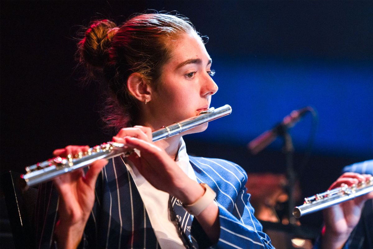 Close up of a flute player at Prizegiving