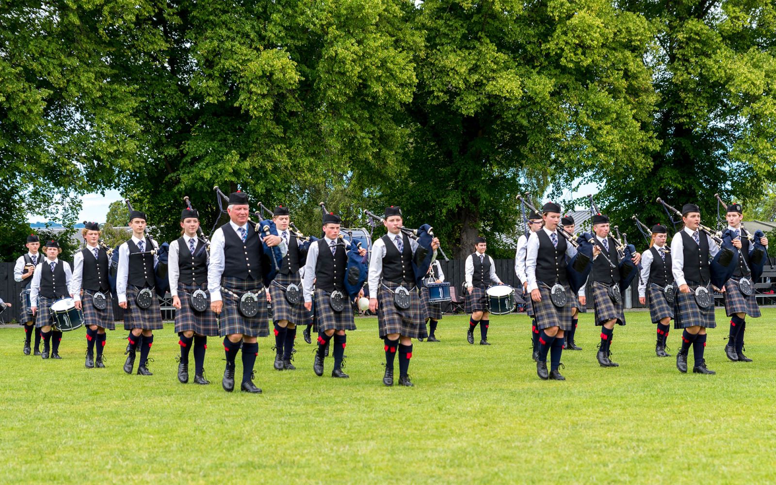 Senior Pipe Band performing at St Andrew's College.