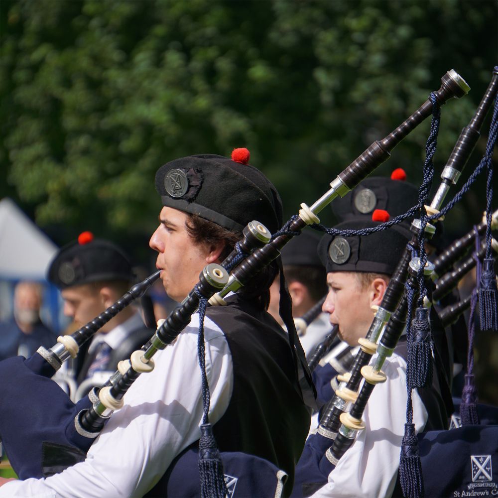 Pipers performing in Scotland.