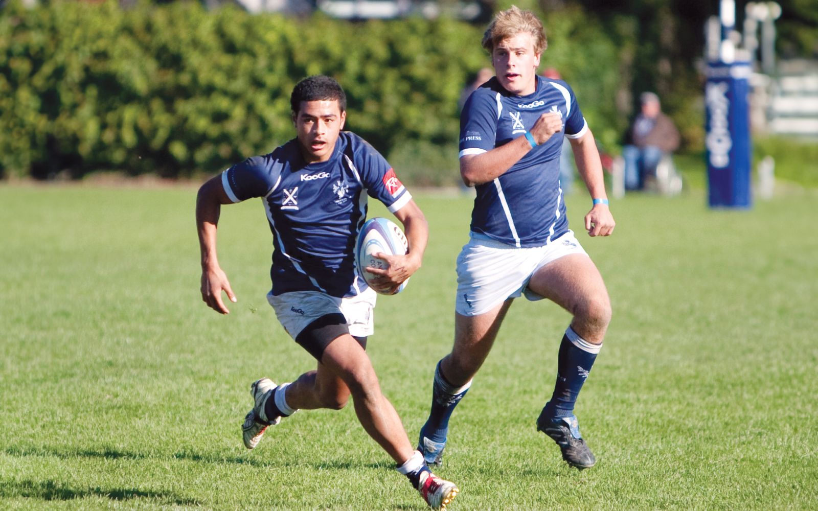 Richie Mo'unga playing rugby for his old school St Andrew's College
