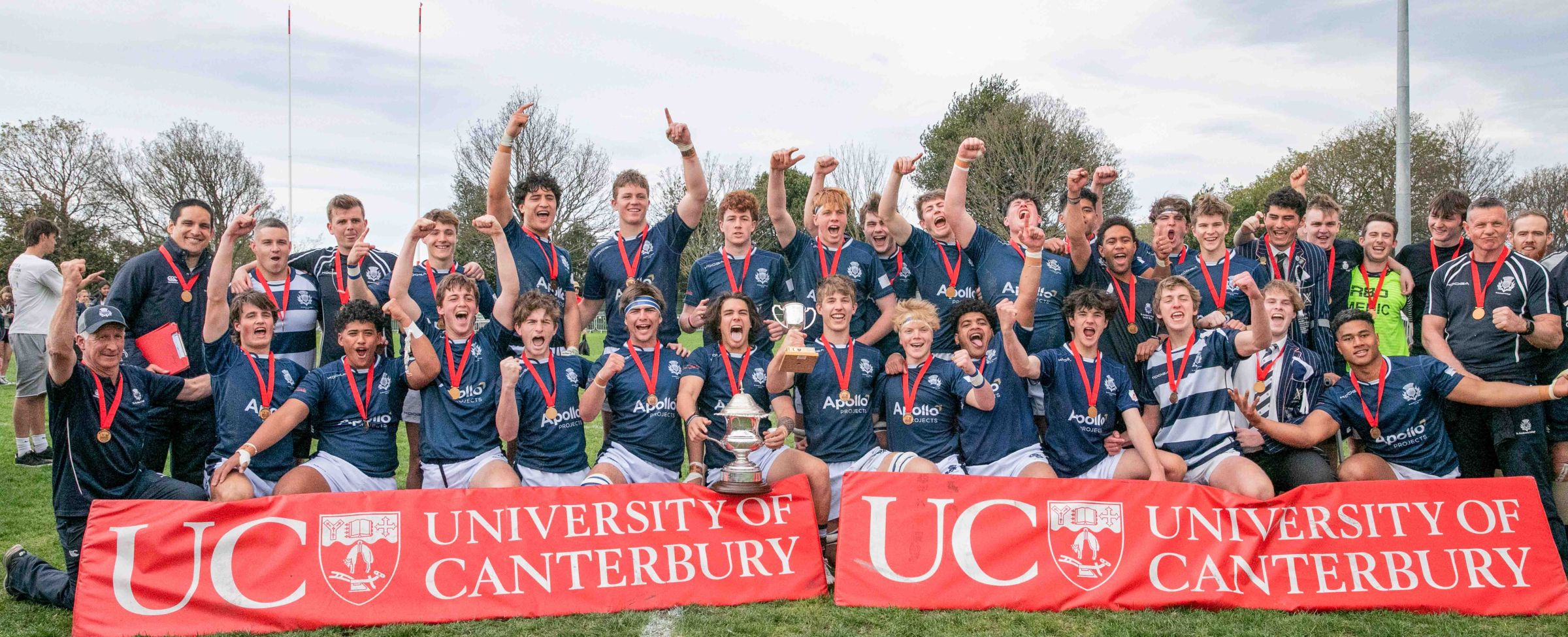 St Andrew's College 1st XV winning UC Cup group photo