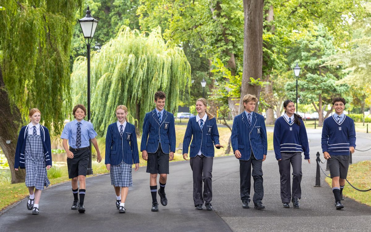 St Andrew's College students in Middle School uniform.