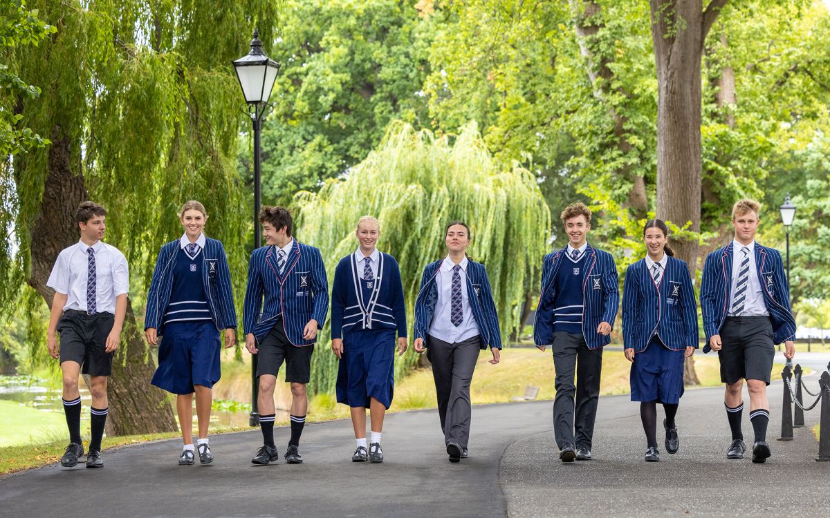 St Andrew's College students in Senior College uniform.