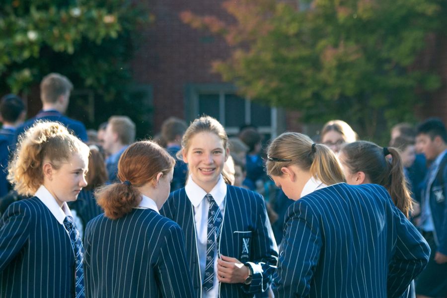 Year 9 students gathering on their first day